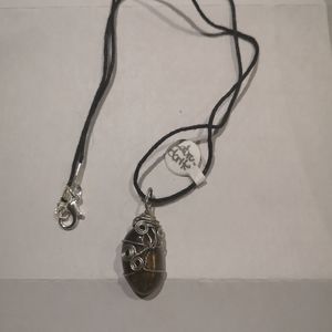 Labradorite pendant on vinyl necklace